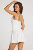 Modal Lace Trim Mini Dress in White