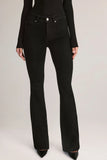 Denim Mid Rise Flared Jeans in Black