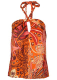 Printed Keyhole Halter Parrot Palm