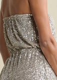 Strapless Sequin Jumpsuit Champagne