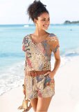 Abstract Mirage V Neck Romper Orange Multi
