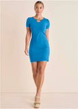 Front Keyhole Mini Dress Blue