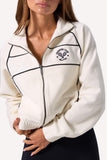 Terry Towelling Zip Up Cropped Sweatshirt in Ivory