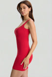 Low Back Bodycon Mini Dress in Cherry Red