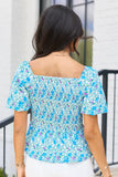 Remington Blue Floral Twist Bust Top