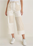 Patchwork Wide Leg Jean Whisper White Turtledove Combo