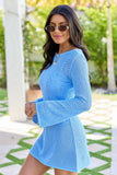 Susannah Blue Crochet Swim Cover Up Dress