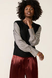 Dana Satin Sleeve Twofer Sweater