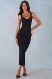 Modal Lace Trim Midaxi Dress in Black