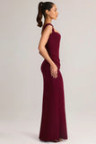 Modal Sweetheart Neck Cowl Waist Maxi Dress in Wine