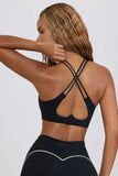 Soft Active V Neck Sports Bra in Black