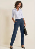 High Rise Straight Trousers Navy
