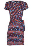 Tie Front T Shirt Dress Dark Gettysburg Gouache