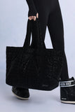 Waterproof Puffer Tote Bag in Black