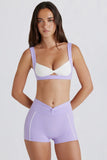 Soft Active Twist Front Mini Shorts in Lilac