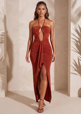 False Dreams Cut Out Maxi Dress Burnt Orange
