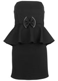 Rhinestone Bow Detail Mini Dress Jet Black