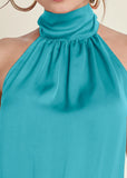 High Neck Mini Dress Aqua