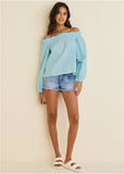 Off The Shoulder Top Light Blue