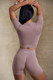 High Waist Define Luxe Mini Shorts in Mocha