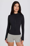 Soft Active Hooded Mid Layer Jacket in Black
