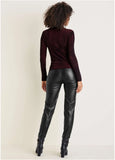 Plaited Long Sleeve Sweater Wine