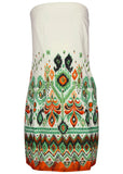 Poplin Strapless Mini Dress Seti Olive Ikat