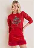 Sequin Tree Sweater Haute Red
