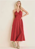 Strappy Back Eyelet Maxi Rococco Red