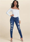 Ripped Skinny Jeans Dark Wash