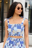 Madi Blue Patchwork Print Smocked Top