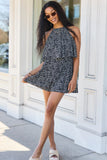 Spotlight Moment Black and White Daisy Print Halter Neck Romper