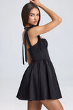 Draped Corset Mini Dress in Black