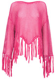Fringe Crochet Cover Up Hot Pink