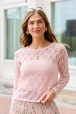 Hannah Light Pink Open Knit Sweater