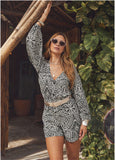 Linen Printed Romper Modern Folk Bicolor