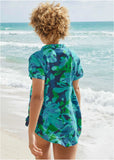 Beach Button Down Shirt Desert Floral Blue