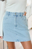 Adrian Studded Light Wash Denim Mini Skirt