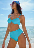 High Waist Bikini Bottom Aqua