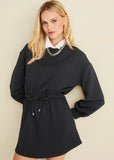 Double Knit Sleeved Dress Jet Black