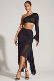 Embellished Handkerchief Hem Skirt in Black