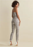 Strapless Sequin Jumpsuit Champagne
