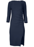 Ponte Ruched Dress Navy