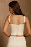 Lace Up Corset Top in Ivory