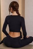 Soft Jersey Wrap Crop Top in Black