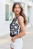 Alexa Black And White Crochet Vest
