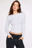 Ribbed Modal Ruched Long Sleeve Top in Grey