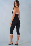 Modal Lace Trim Capri Jumpsuit in Black