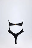 Cut Out Hardware Detail Swimsuit in Black