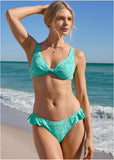 Lace Antigua Twist Underwire Top Light Teal